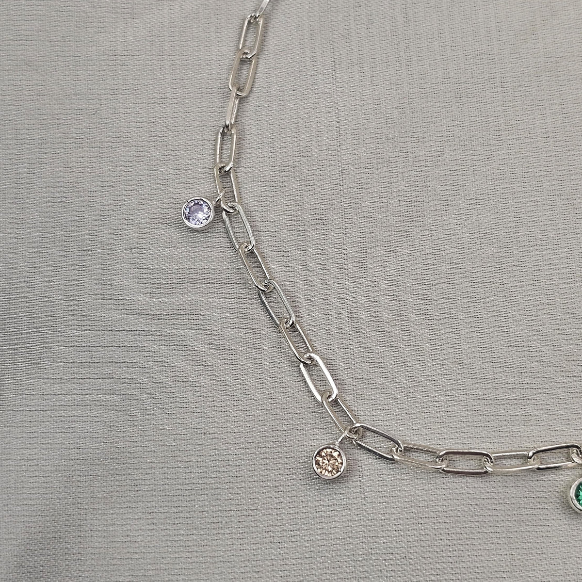 Multicolour Cubic Zirconia Paperclip Bracelet