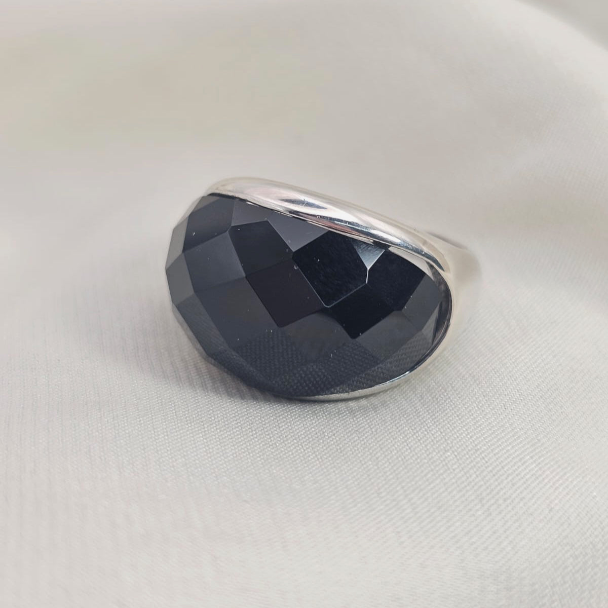 Faceted Black Onyx Dome Ring image 2