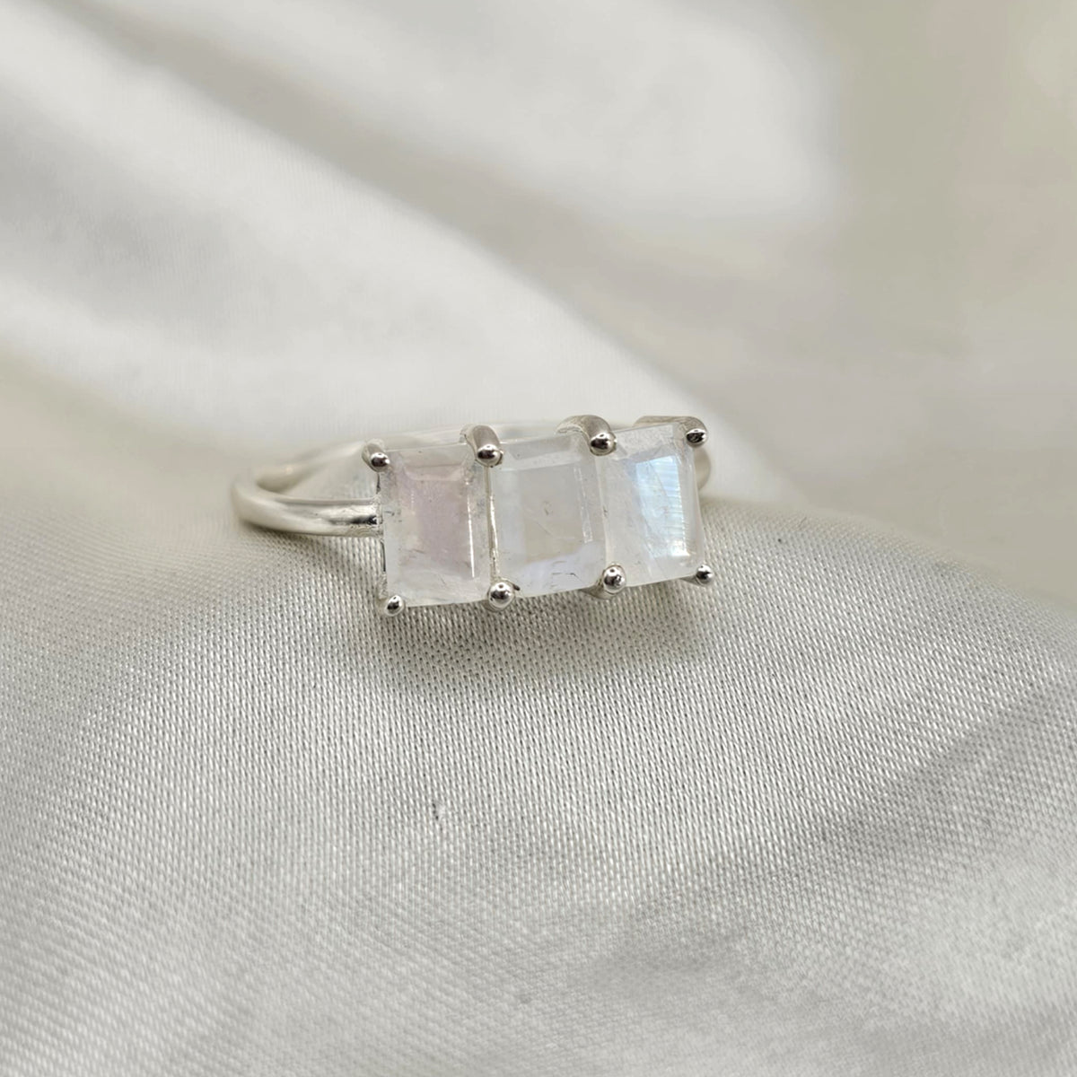 Three-Stone Moonstone Ring image 4