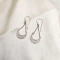 Geometric Filigree Crescent Drop Earrings