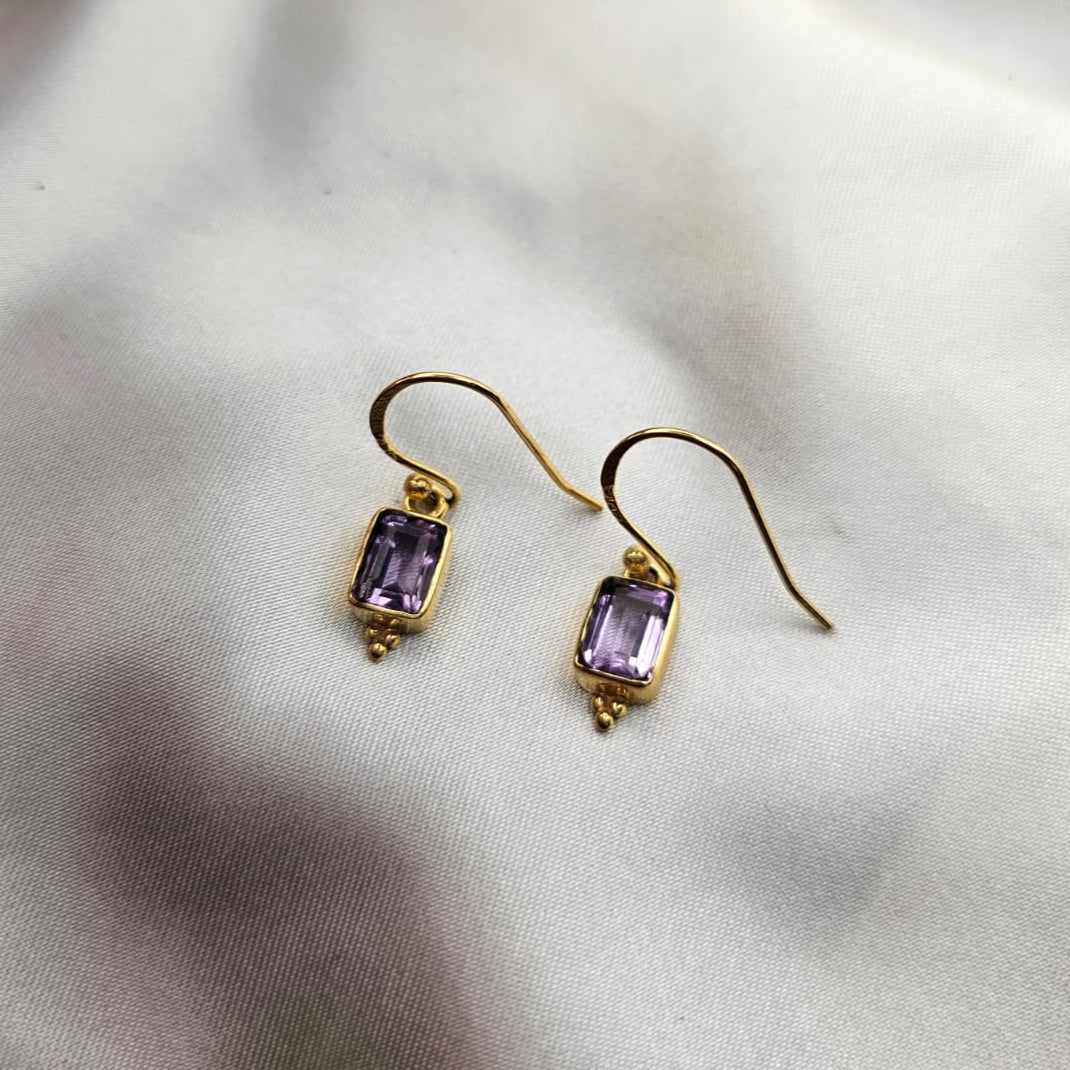 18ct Gold Plated Amethyst Drop Earrings image 4