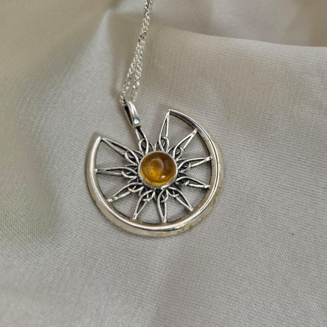 Sunburst Crescent Citrine Pendant image 0