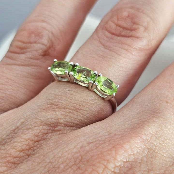 Peridot Three-Stone Ring
