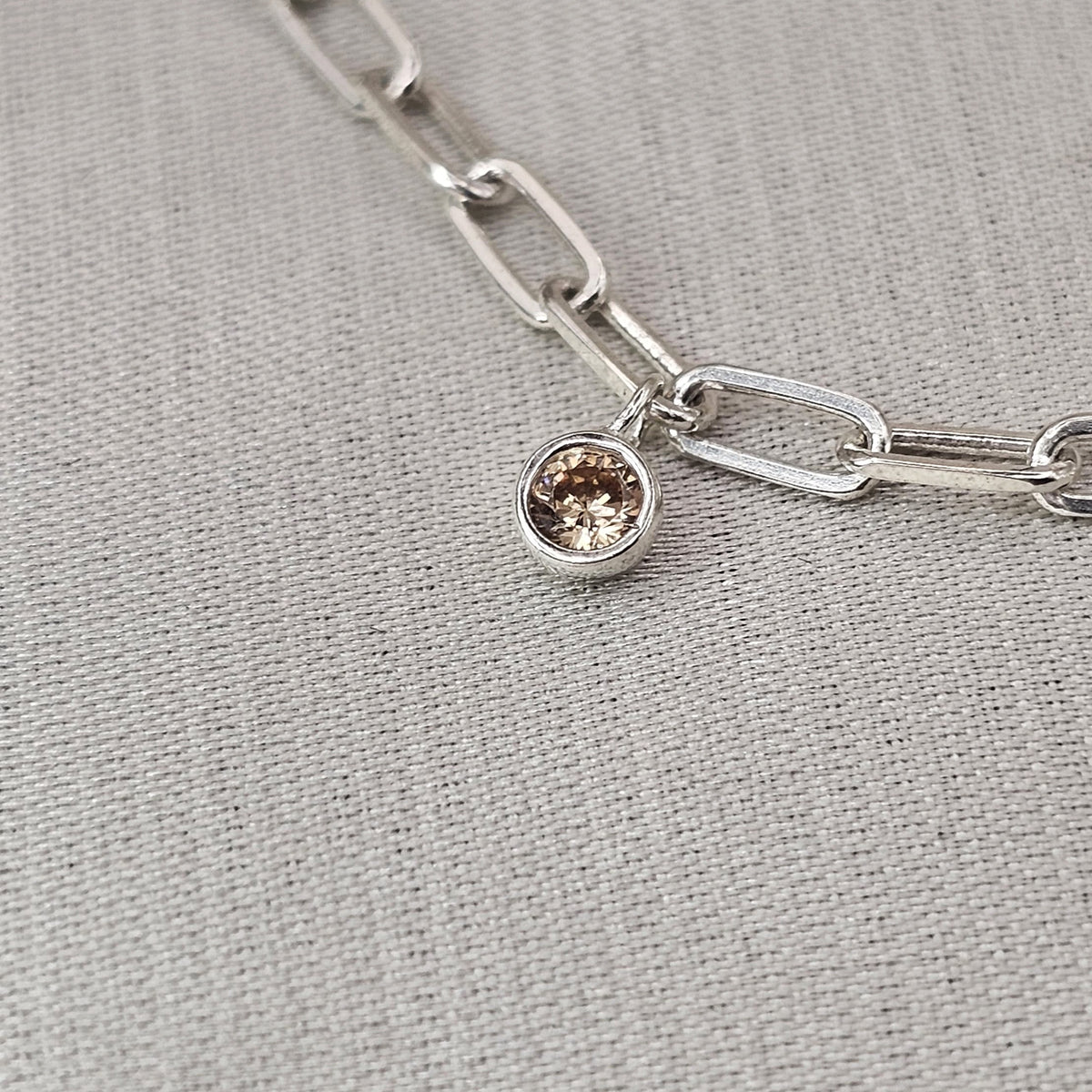 Multicolour Cubic Zirconia Paperclip Bracelet