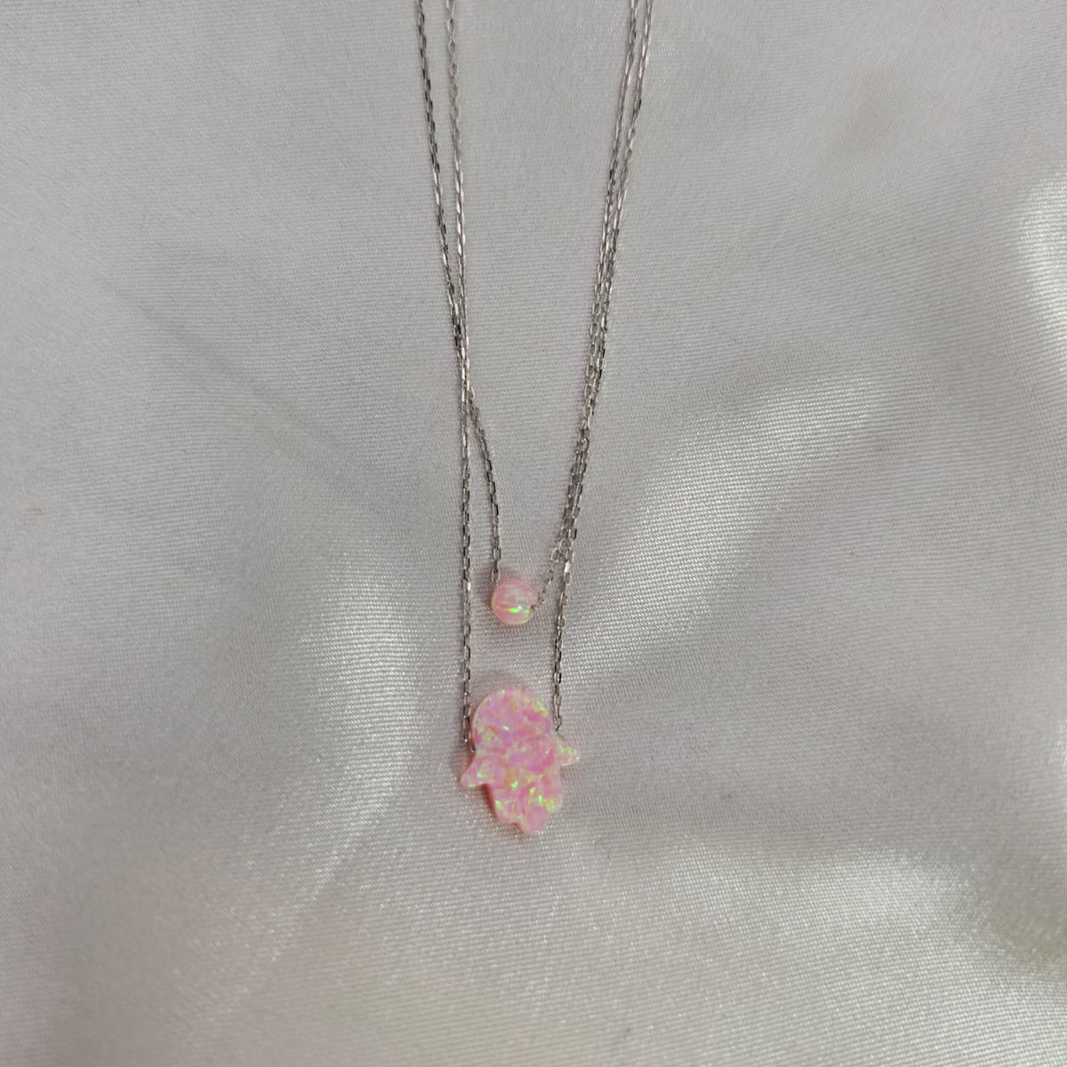 Pink Opaline Double-Layer Necklace image 2