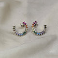 Multicoloured Cubic Zirconia Hoop Stud Earrings