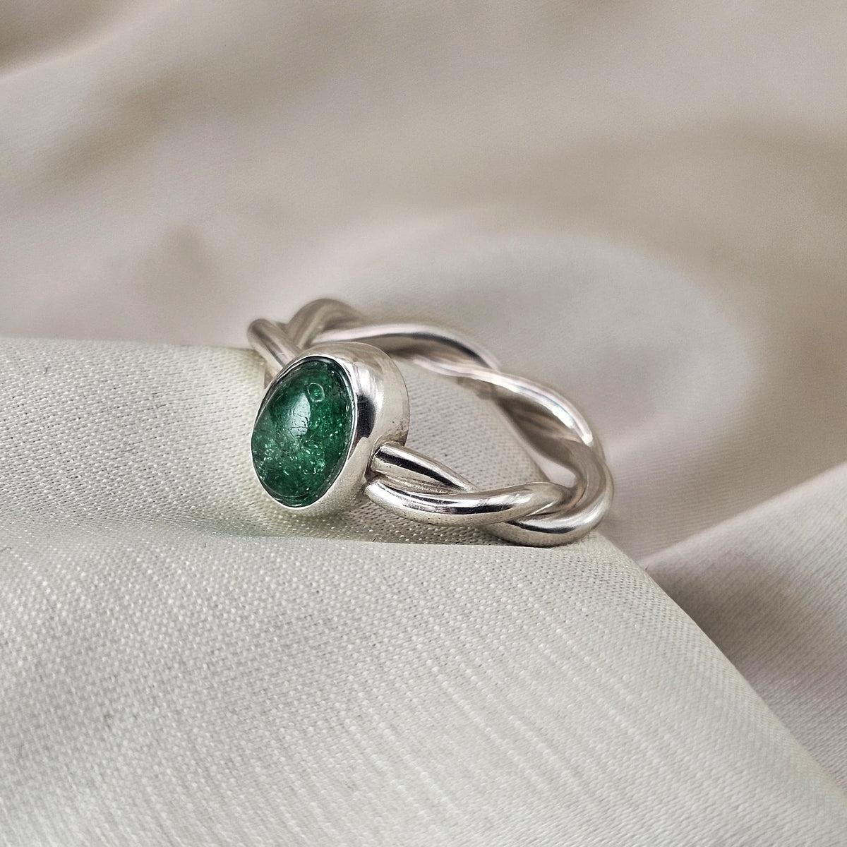 Emerald Twist Ring