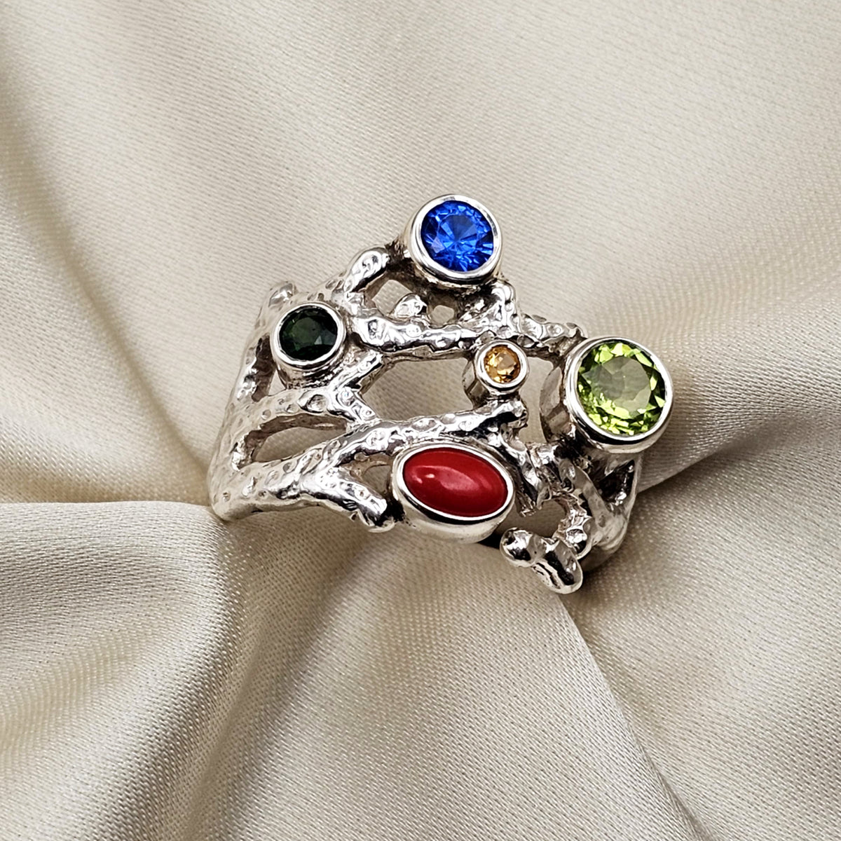 Multi Stone Coral Ring image 2