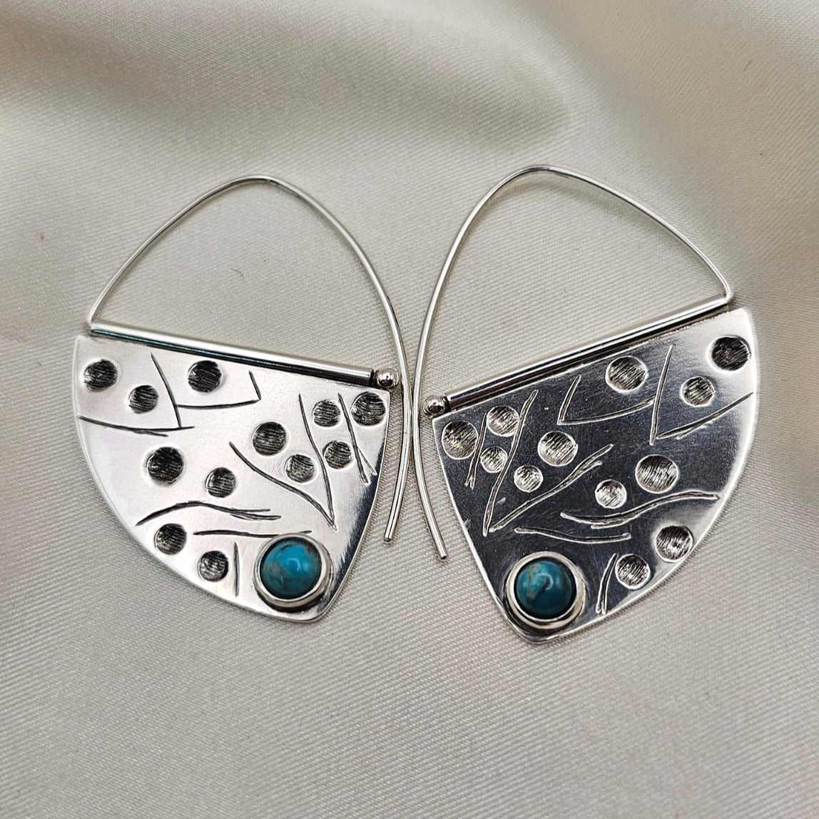 Geometric Earrings with Turquoise Accents image 4