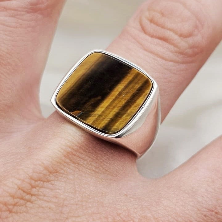 Tigers Eye Signet Ring