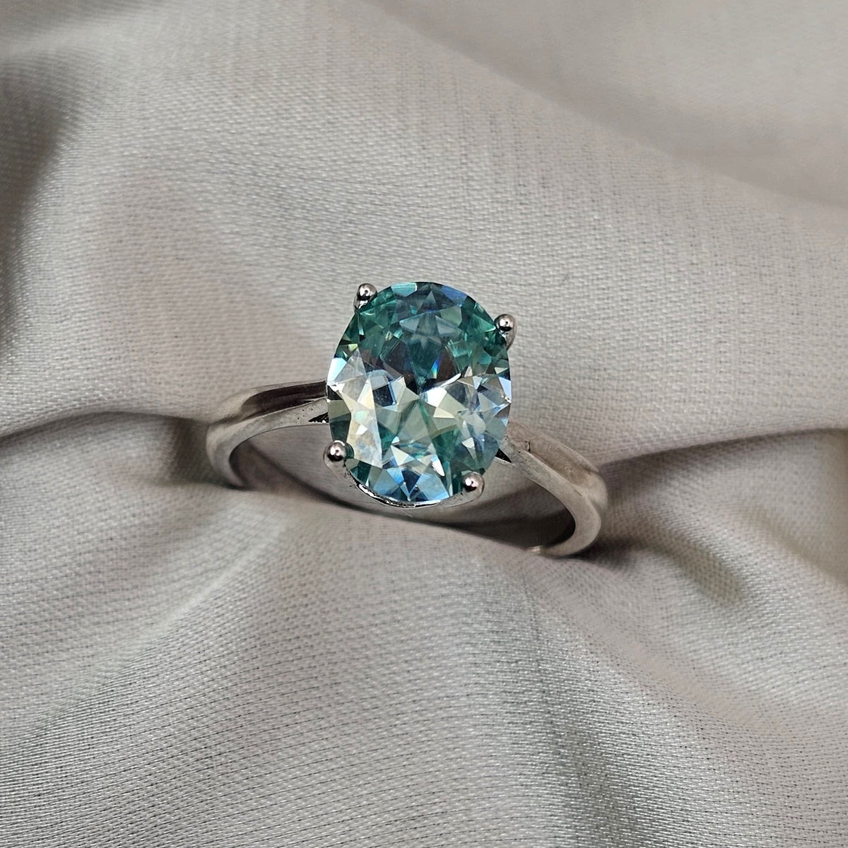 Blue Moissanite Ring