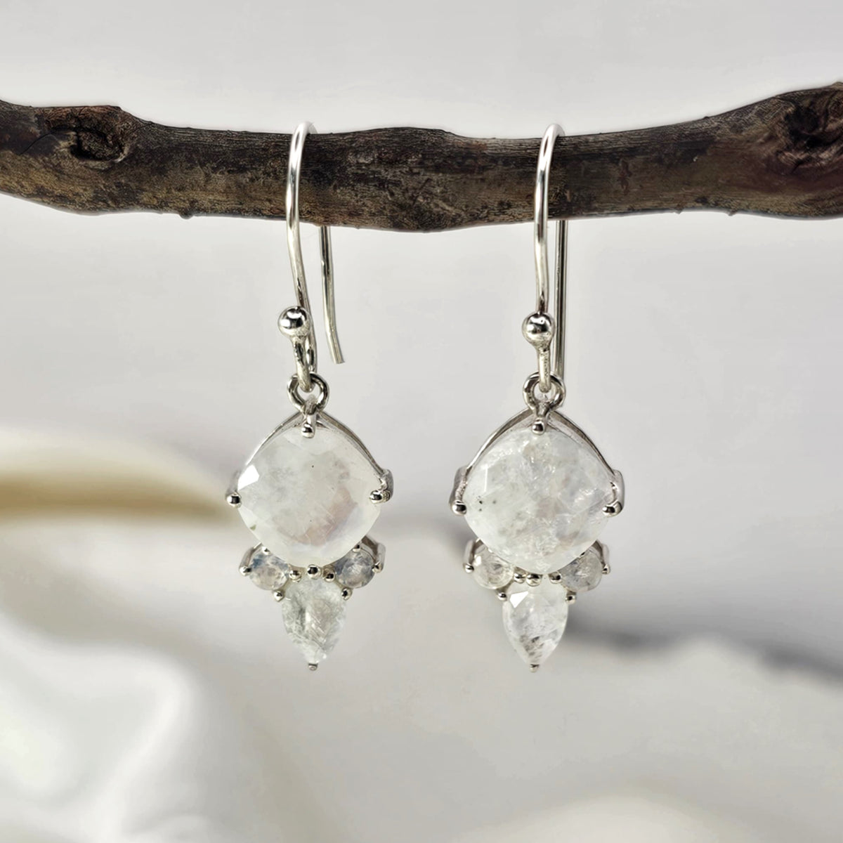 Moonstone Mini Chandelier Earrings image 3