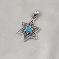 Blue Opaline Star of David Pendant