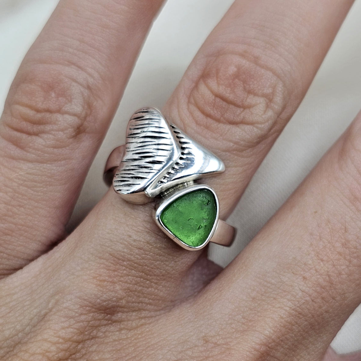 Shark Tooth & Sea Glass Ring image 1