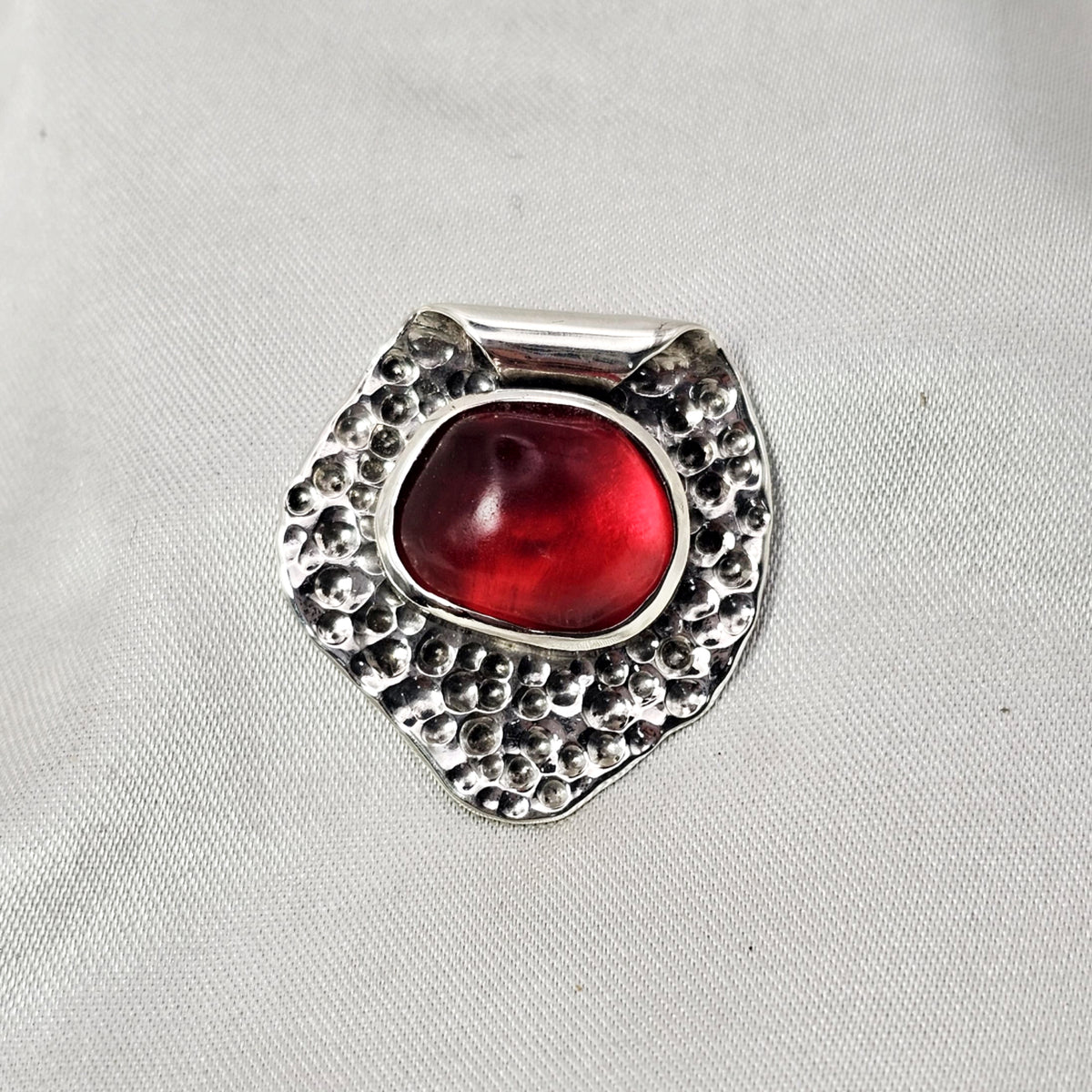 Hammered Red Sea Glass Pendant image 1