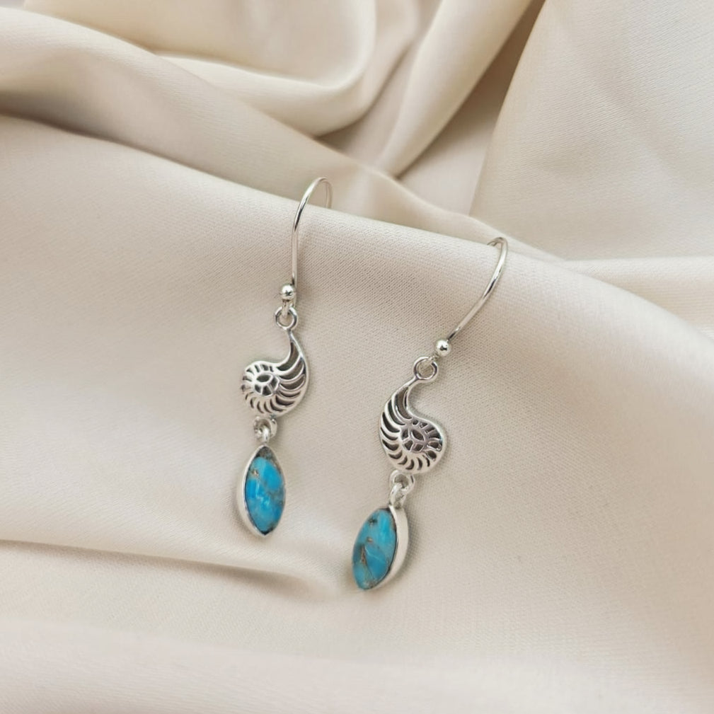Turquoise Nautilus Drop Earrings image 2
