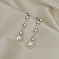 Freshwater Pearl & Cubic Zirconia Drop Earrings