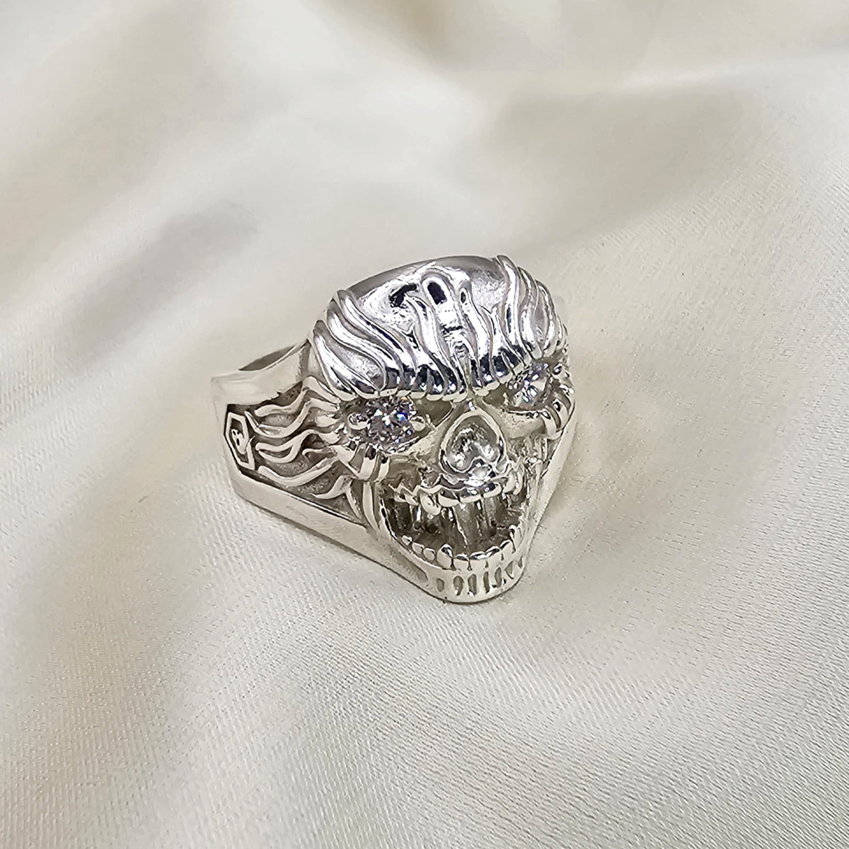 Flaming Skull Ring with Cubic Zirconia image 4