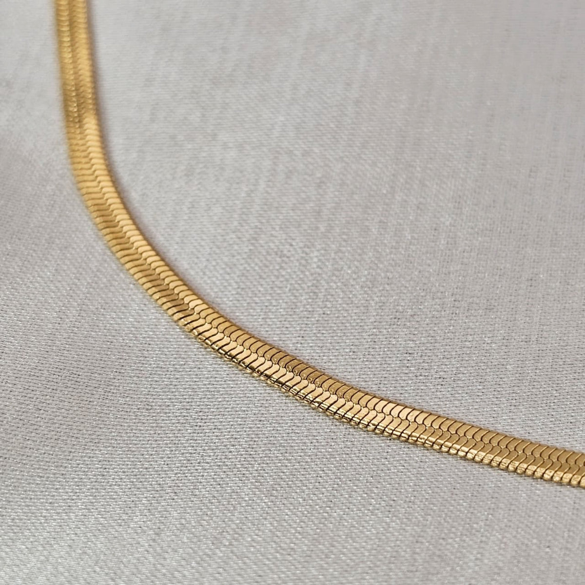 18k Gold Plated Stainless Steel Herringbone Chain Necklace