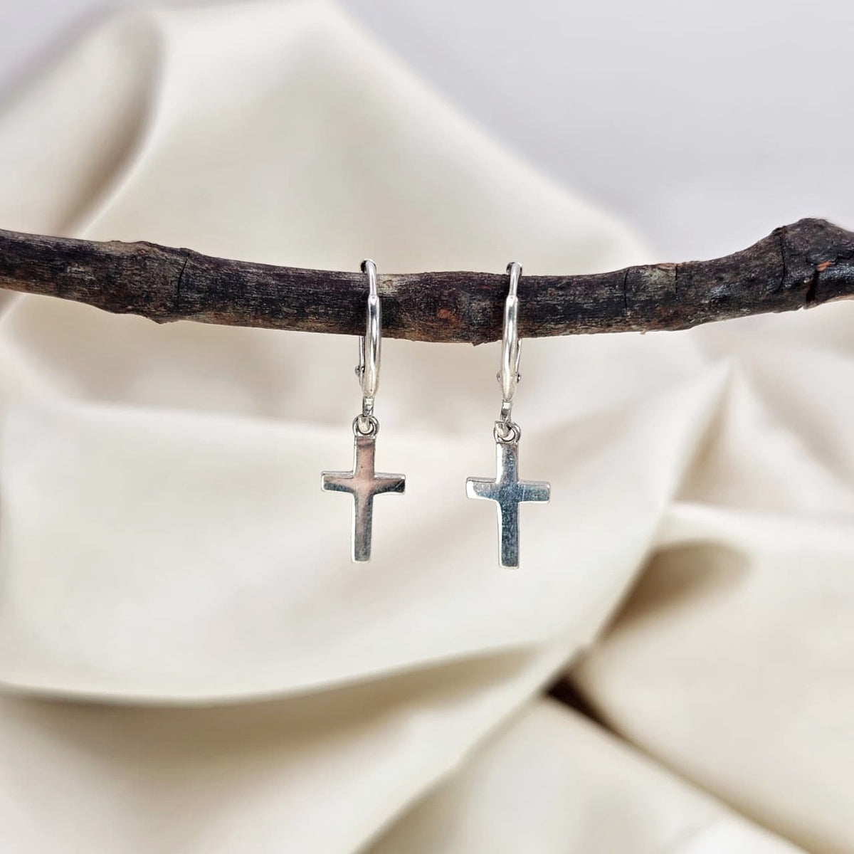 Cross Charm Hoop Earrings