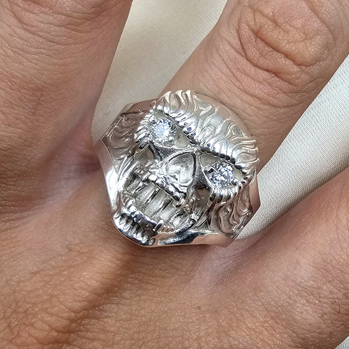 Flaming Skull Ring with Cubic Zirconia image 3