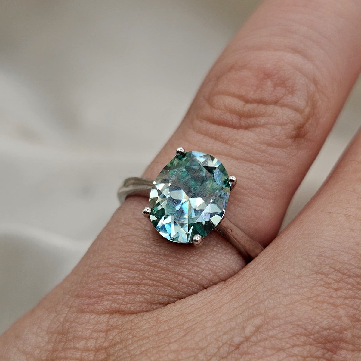 Blue Moissanite Ring