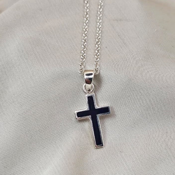 Black Enamel Cross Pendant