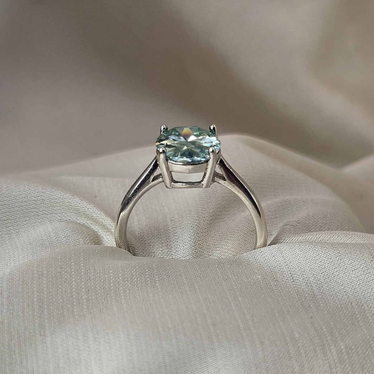 Blue Moissanite Ring