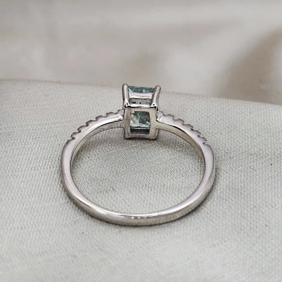 Light Blue Moissanite Ring
