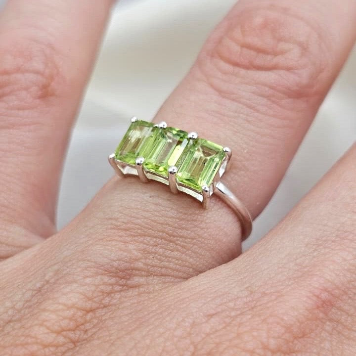 Peridot Three-Stone Ring