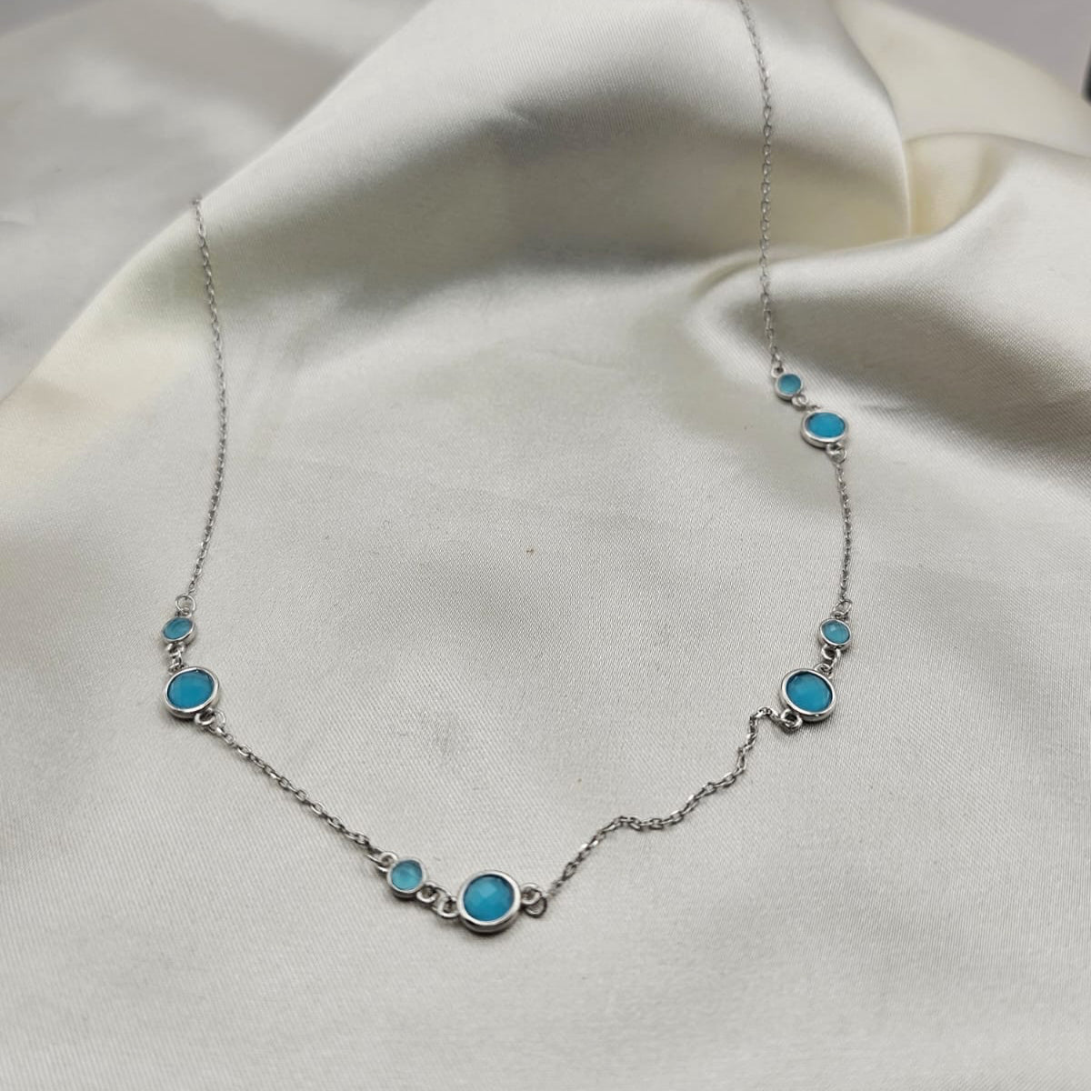 Blue Onyx Dainty Stone Necklace image 3