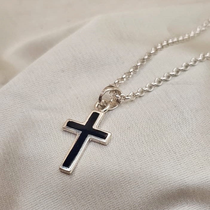Black Enamel Cross Pendant