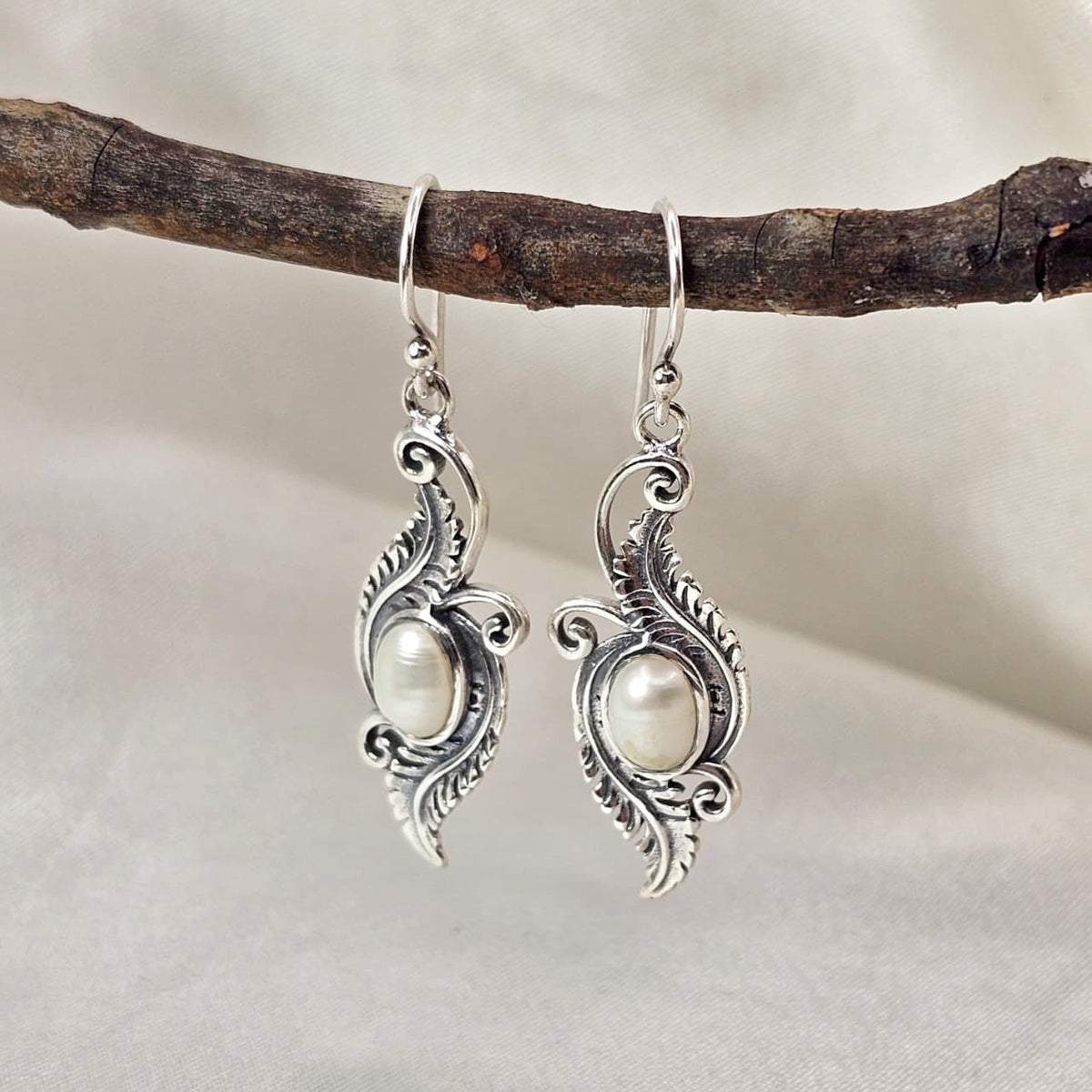 Freshwater Pearl Filigree Drop Earrings