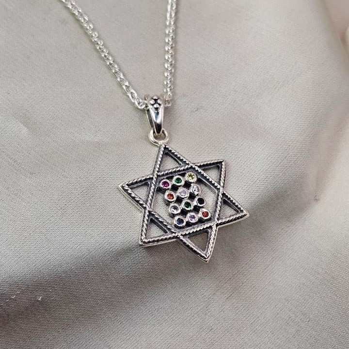 Star of David Pendant with Multicolour Cubic Zirconia