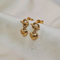 18k Gold Plated Stainless Steel Heart Drop Earrings