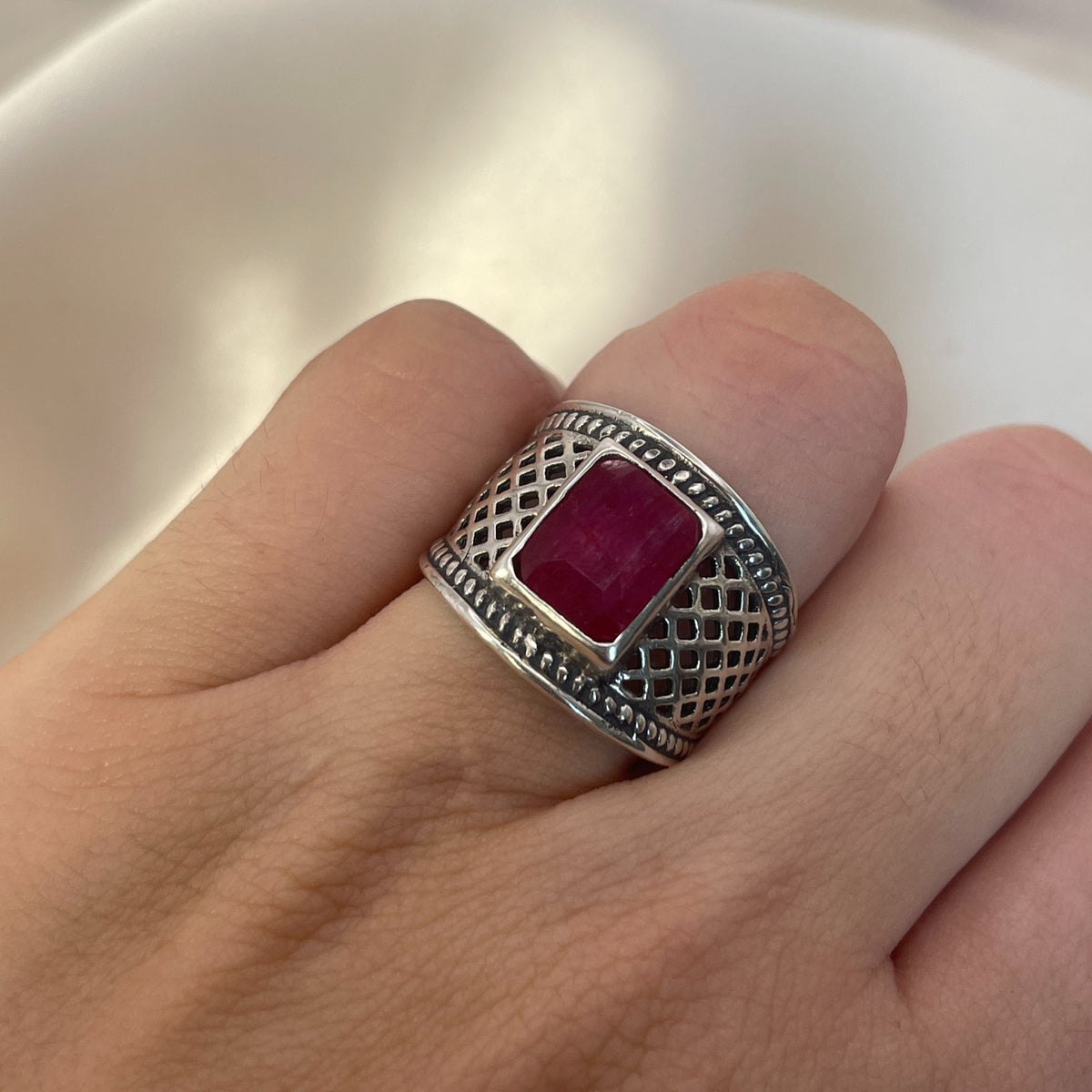 Rectangular Ruby Ring image 3