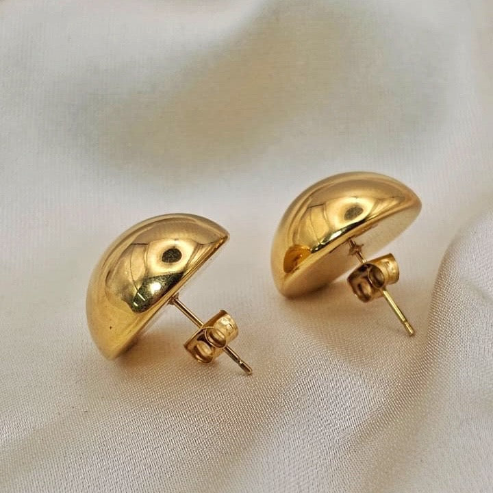 18k Gold Plated Stainless Steel Dome Stud Earrings