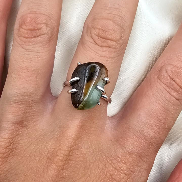 Brown Forest Jasper Claw Ring image 1