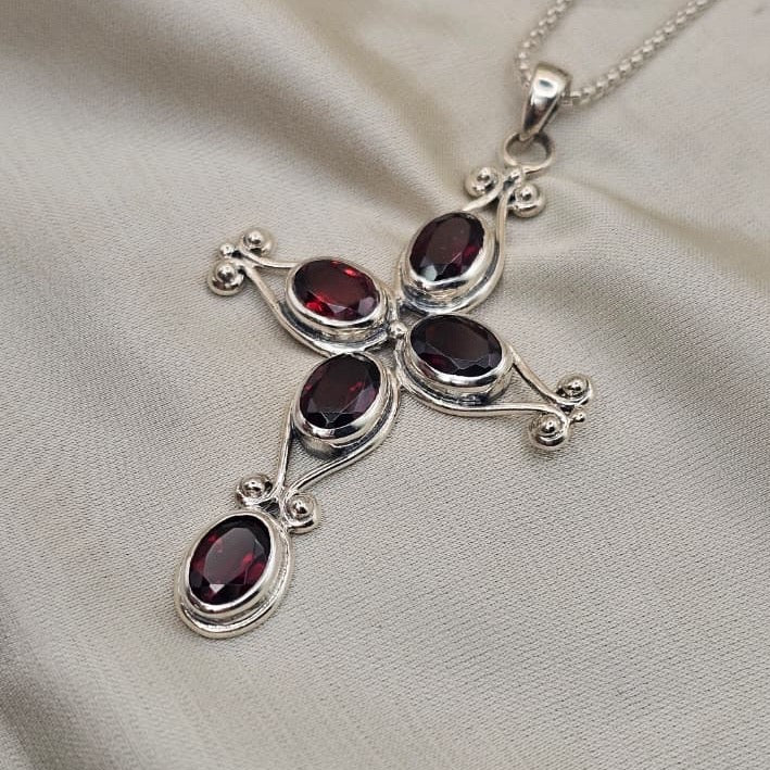Garnet Cross Pendant