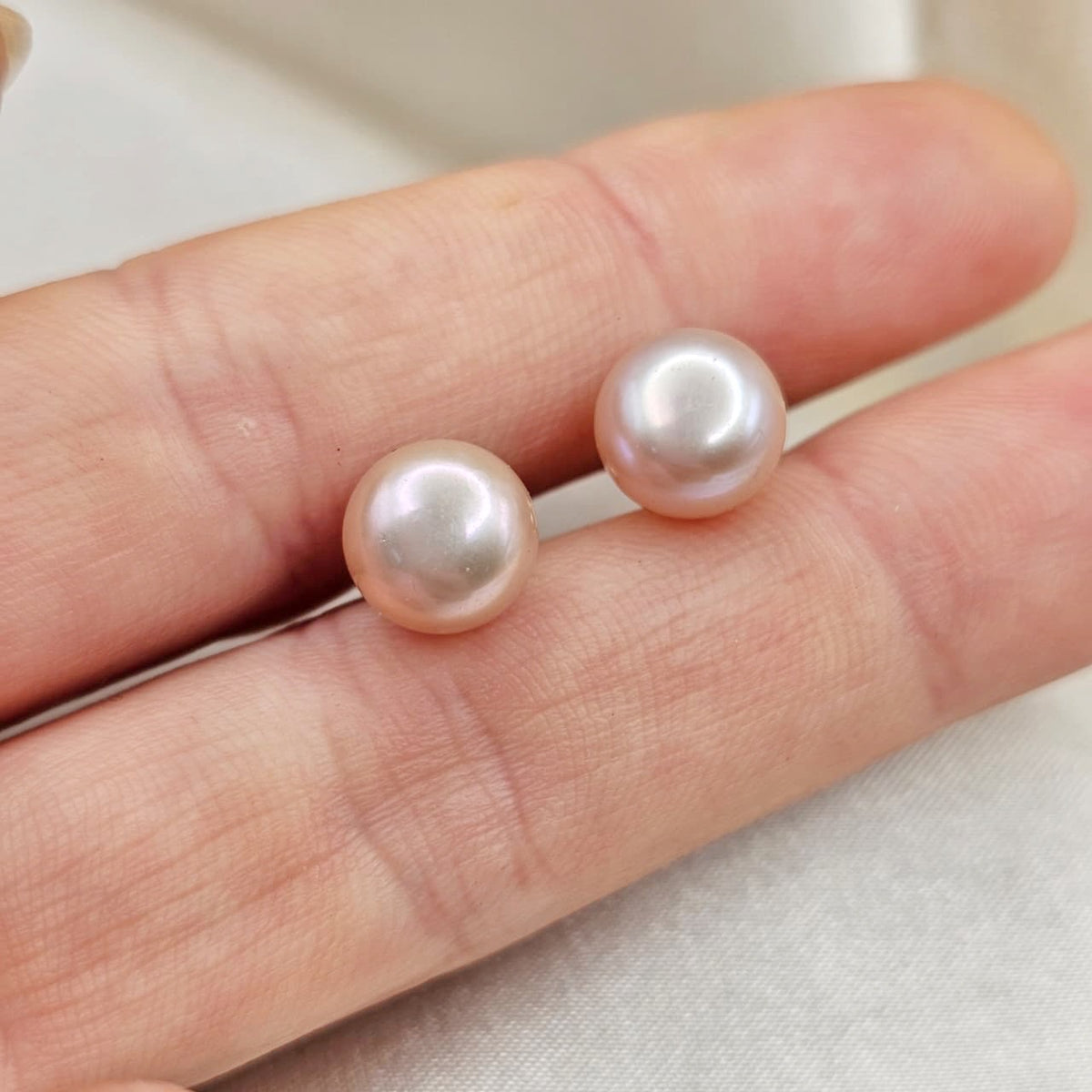 Light Pink Freshwater Pearl Stud Earrings