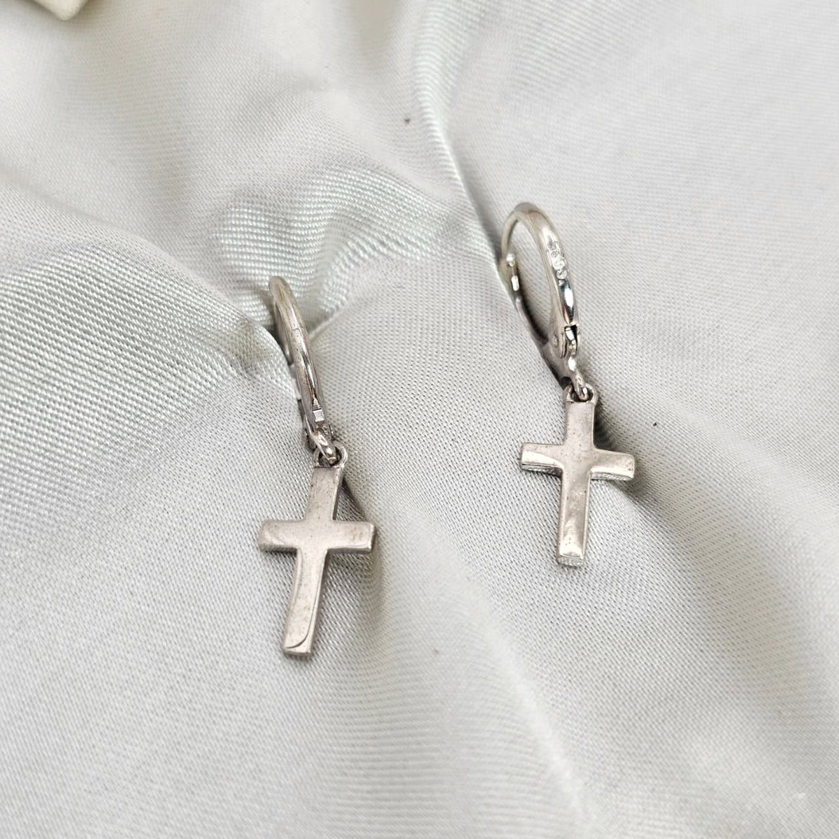 Cross Charm Hoop Earrings