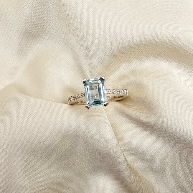 Aquamarine & Moissanite Ring image 0