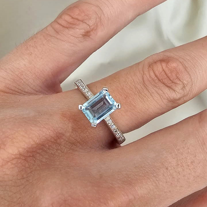 Aquamarine & Moissanite Ring image 1