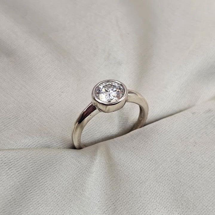 Moissanite Bezel Ring