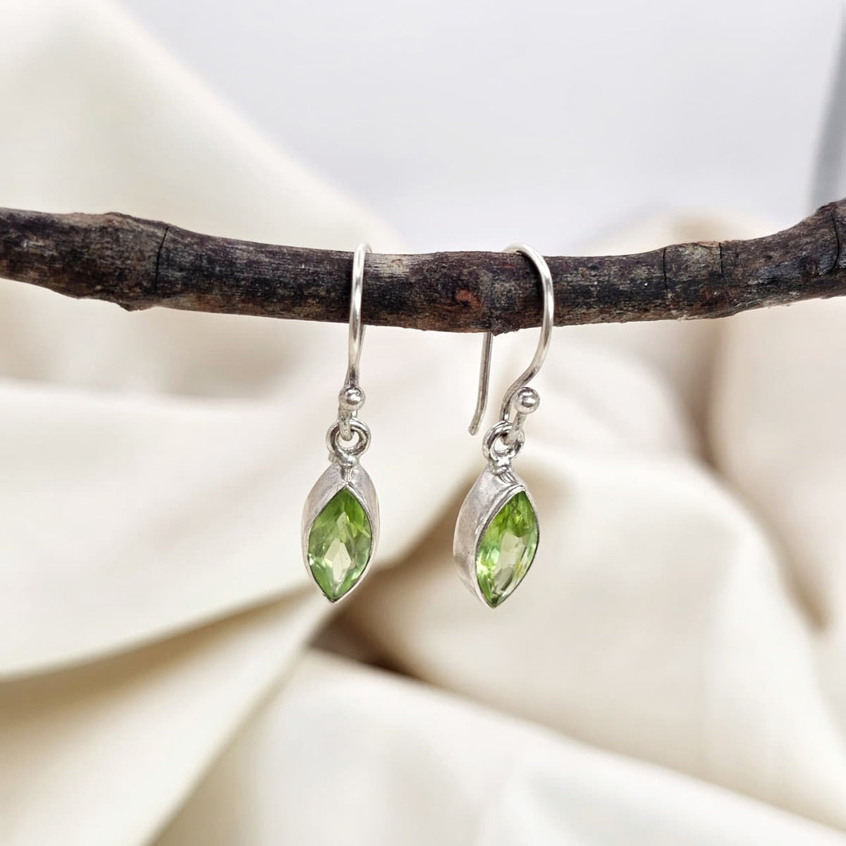 Marquise-Cut Peridot Drop Earrings