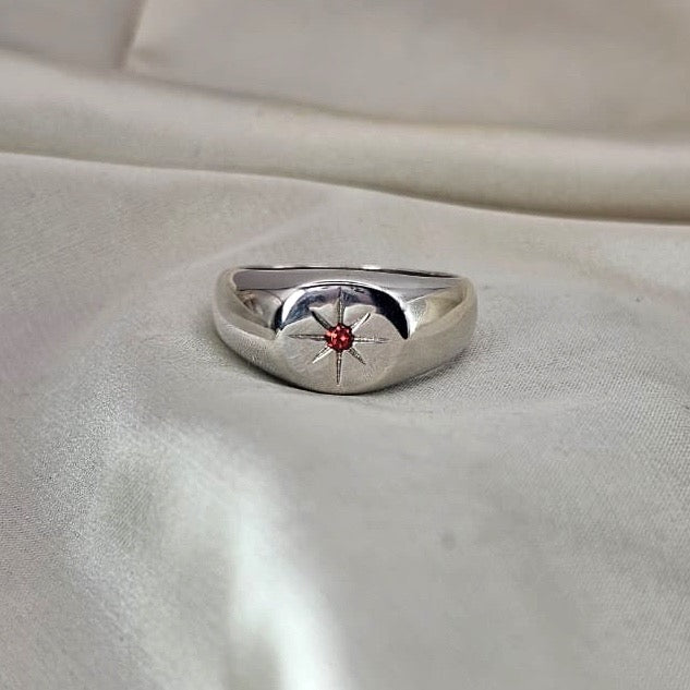 Red Cubic Zirconia Signet Ring