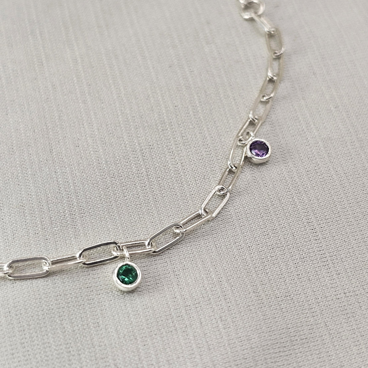 Multicolour Cubic Zirconia Paperclip Bracelet