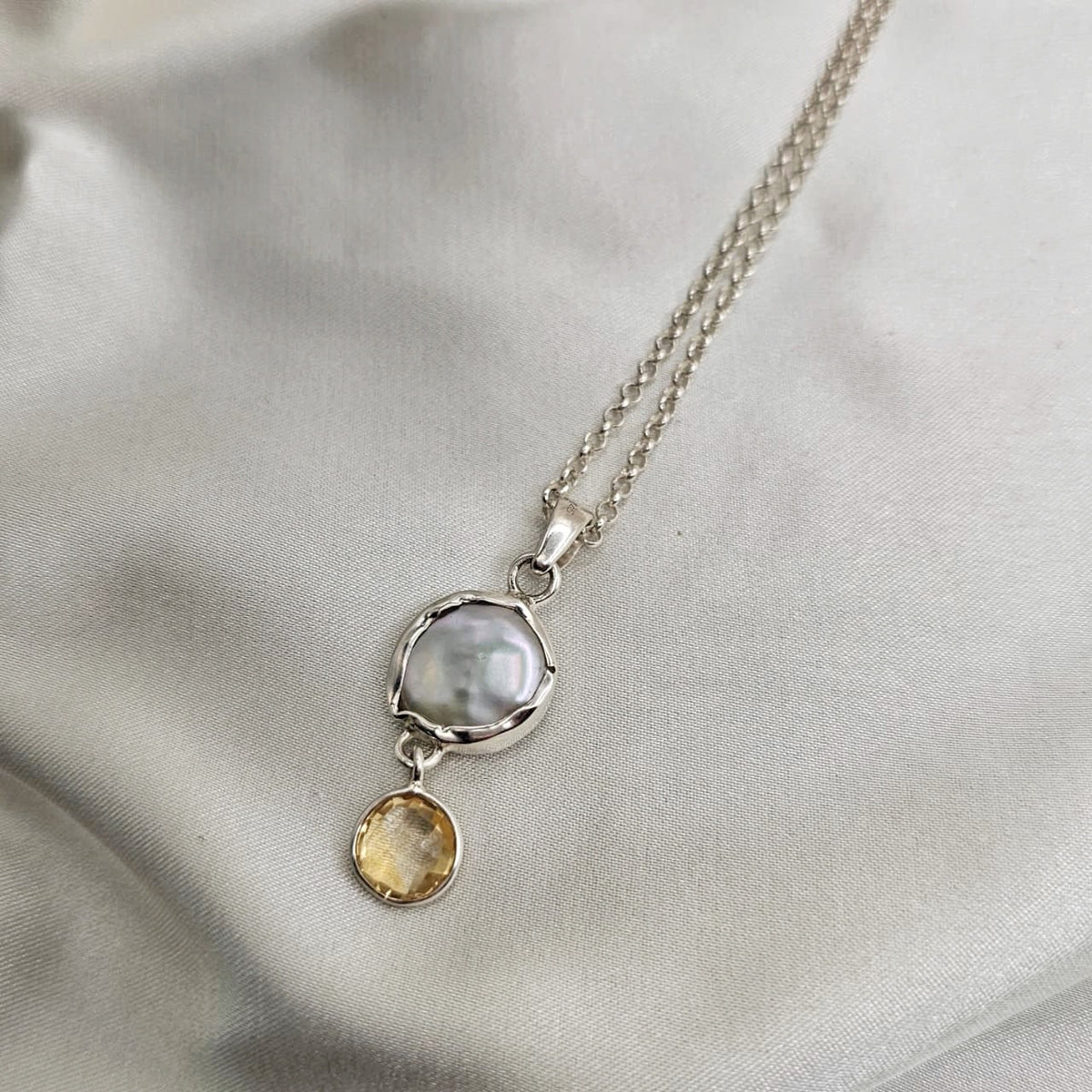 Baroque Pearl & Citrine Pendant