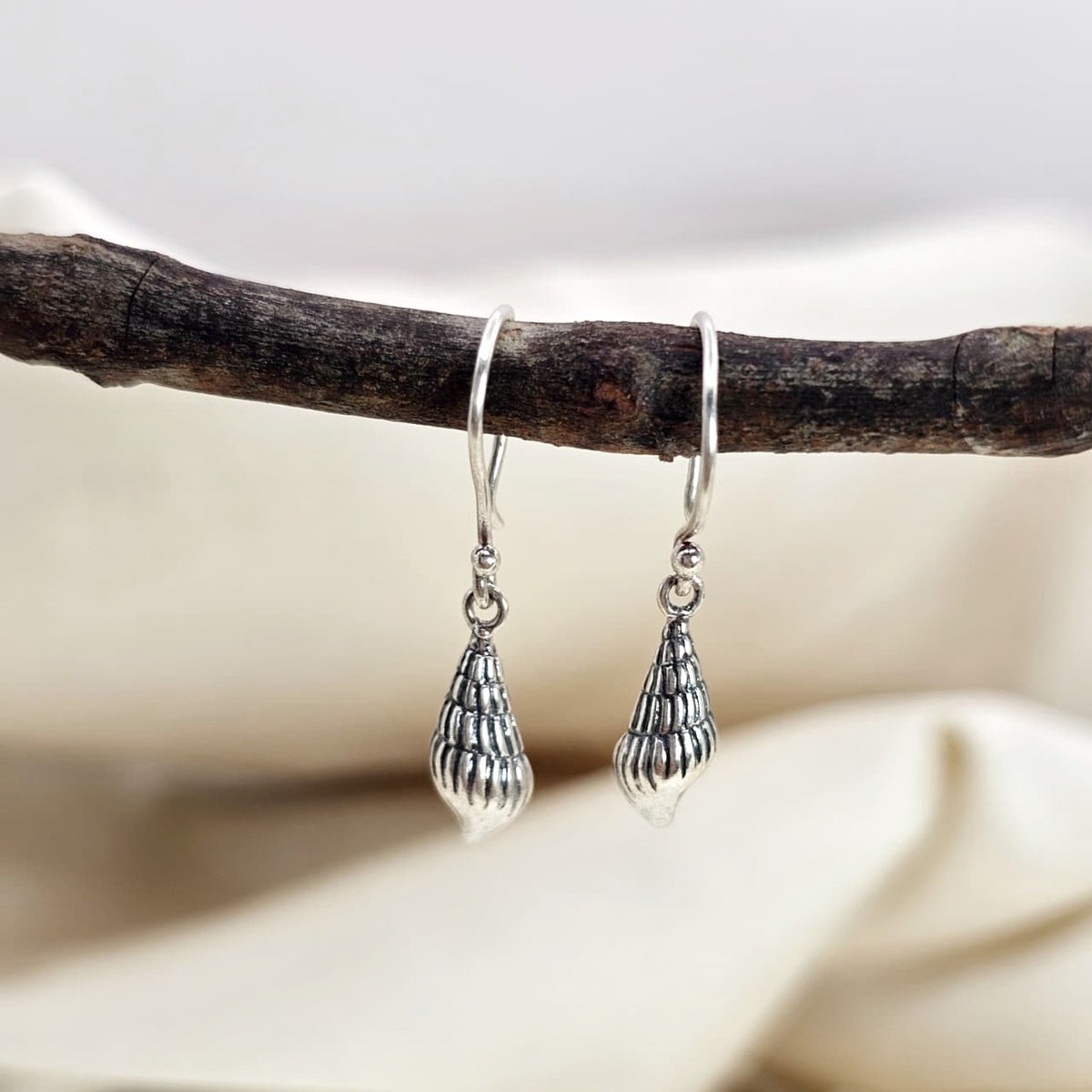 Ribbed Shell Drop Earrings