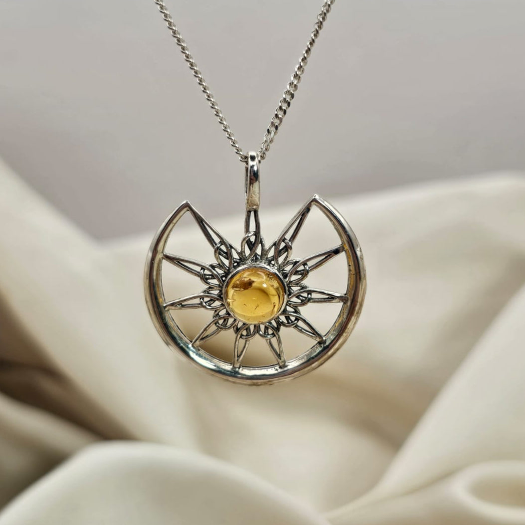 Sunburst Crescent Citrine Pendant image 3